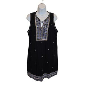 Madewell Navy Embroidered Sleeveless Mini Dress |Boho Tunic Size 6